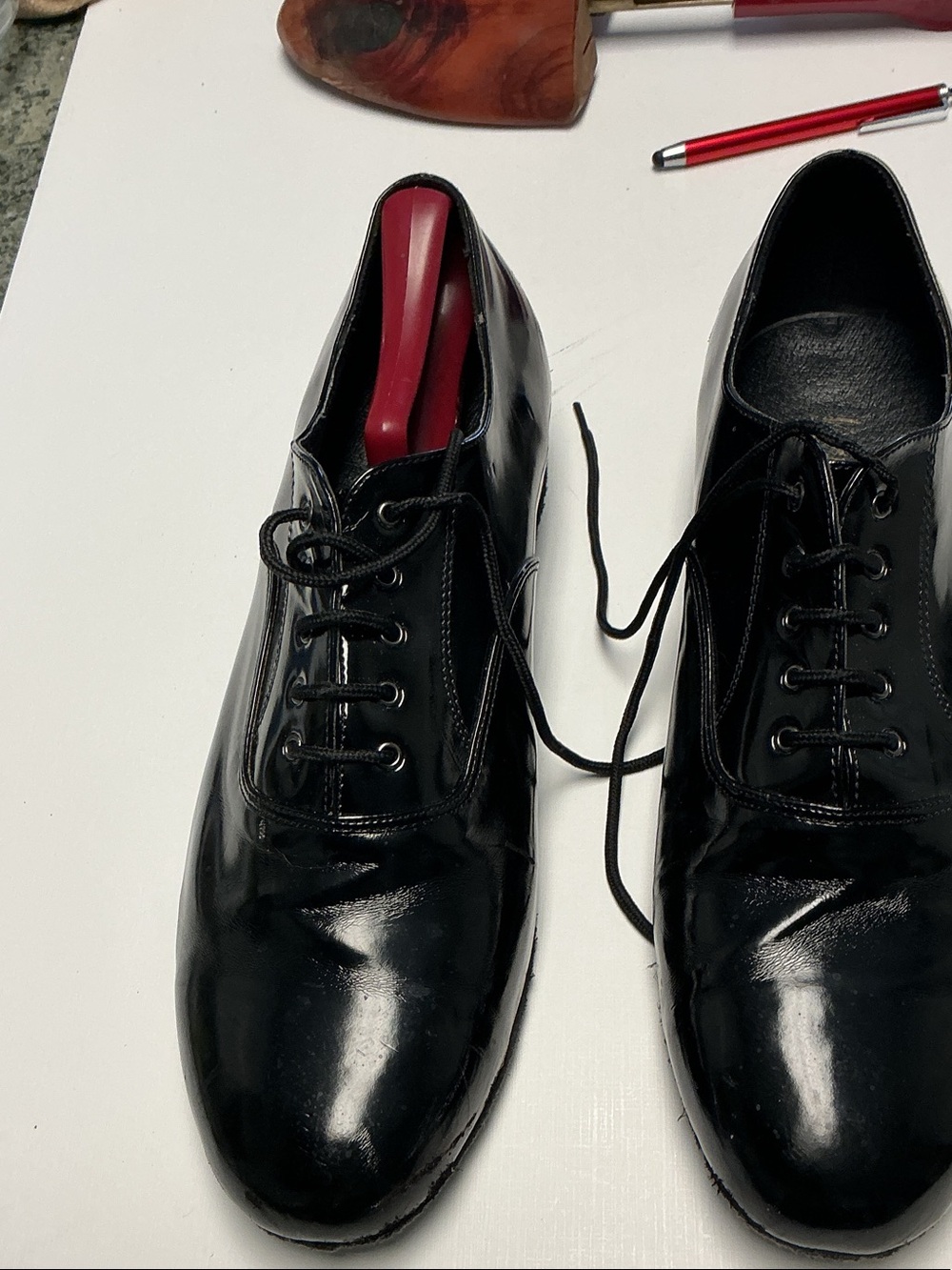 Men's Black Patent Leather Derby Shoes - Sleek Lace-Up Style